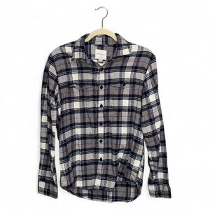 American Eagle Men’s Super Soft Navy Multi Casual Button Down Flannel Size XS